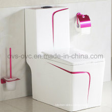 Bathroom Ceramic Rose Red Color One-Piece Toilet